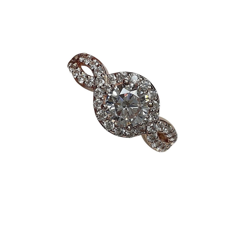 Halo Twist Ring Sterling Silver Infinity Rose Gold Size 11 925 CZ Band Jewelry
